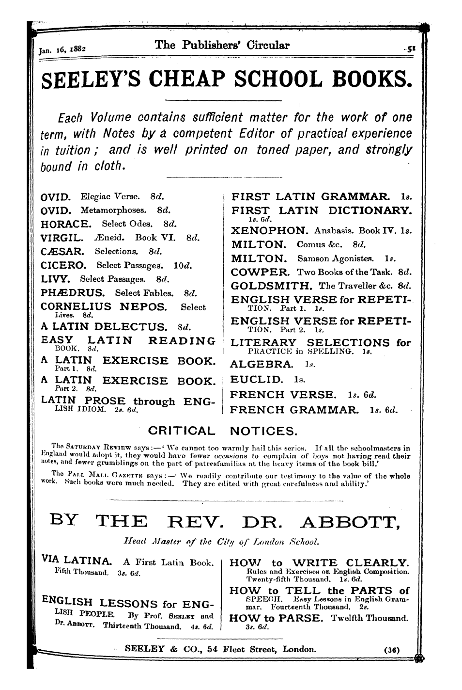 Publishers’ Circular (1880-1890): jS F Y, 1st edition: 51