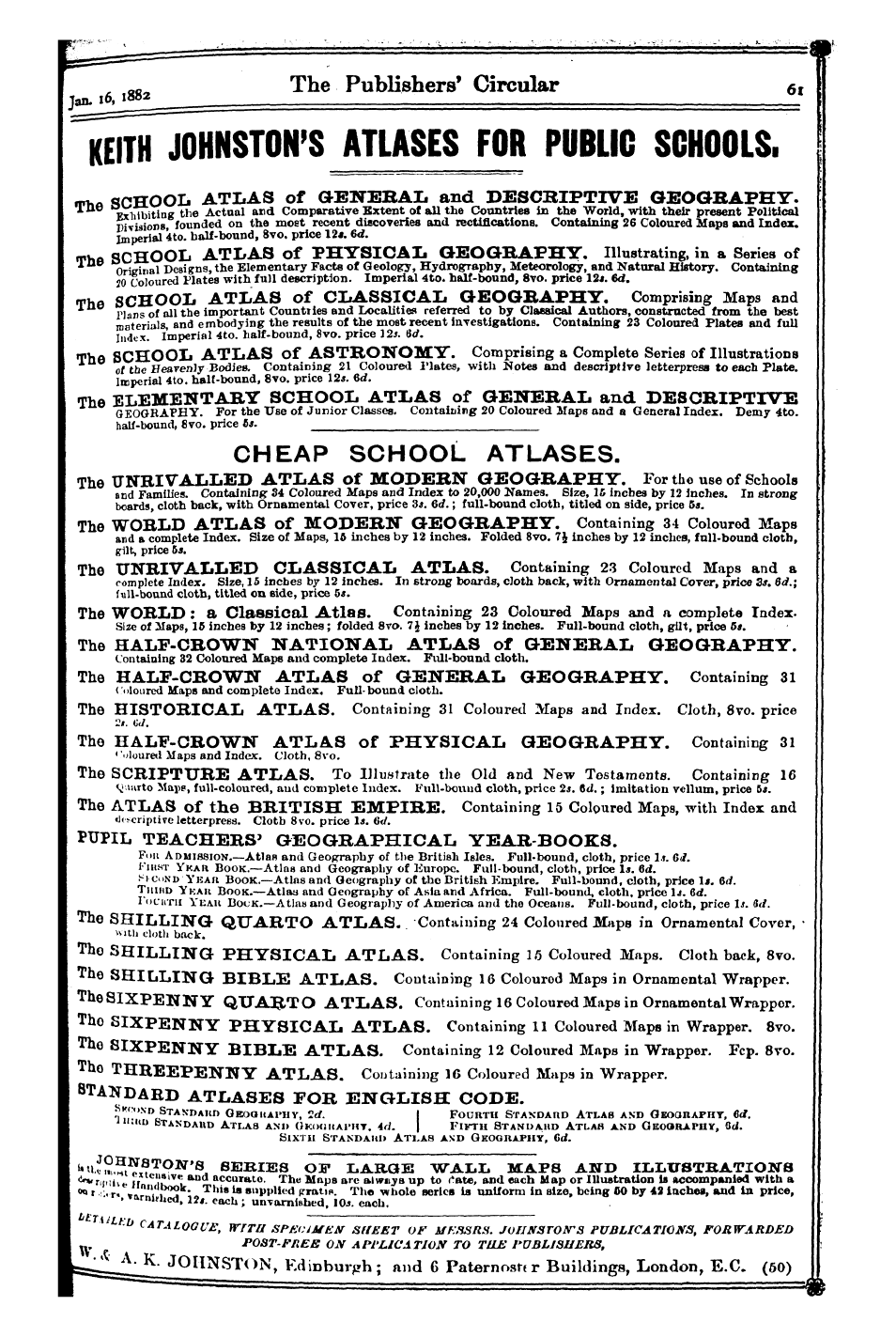Publishers’ Circular (1880-1890): jS F Y, 1st edition: 61