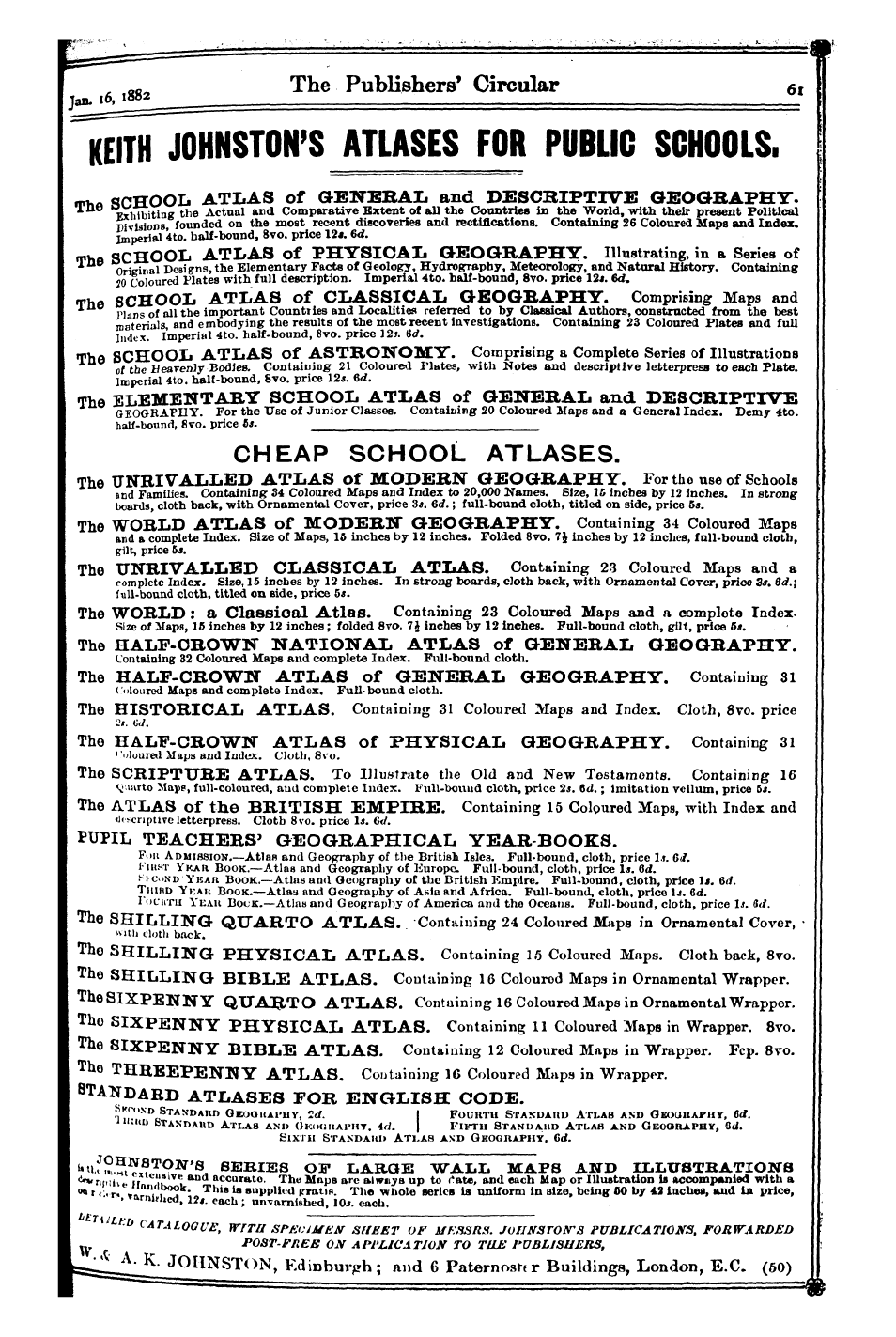 Publishers’ Circular (1880-1890): jS F Y, 1st edition - I , O~ The Publishers' Circular 6t