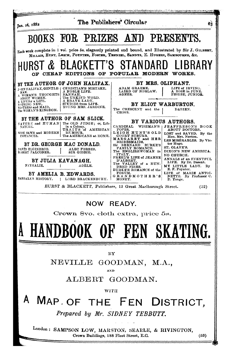 Publishers’ Circular (1880-1890): jS F Y, 1st edition - Ad06301