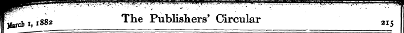 E ^b , 1882 The Publishers' Circular 2IS...