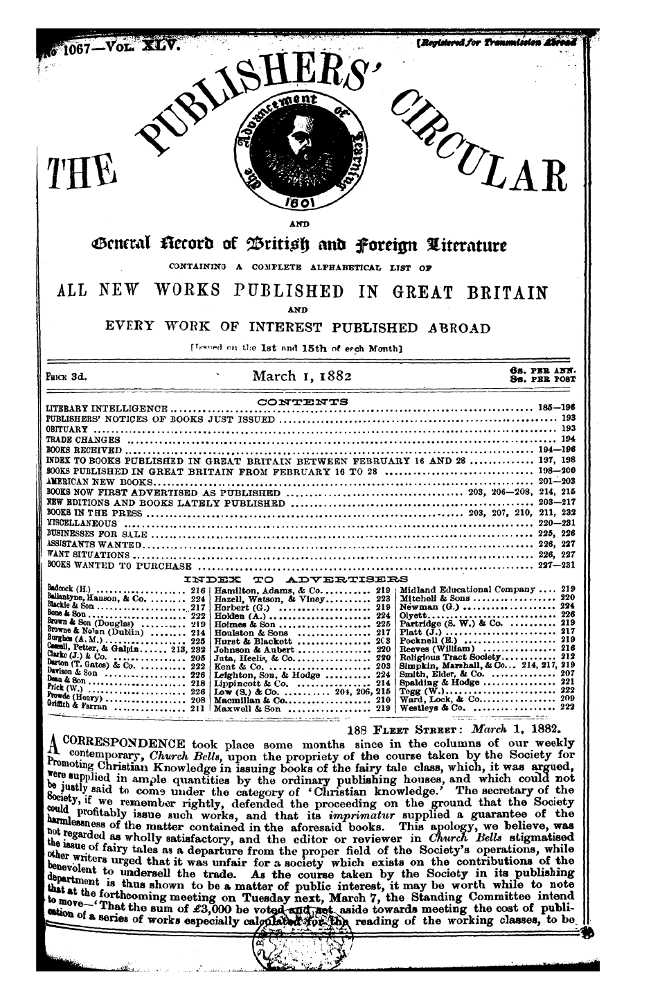 Publishers’ Circular (1880-1890): jS F Y, 1st edition - Utebaby Intelligence T.7. 185-196 Fubli8...