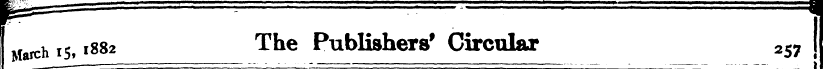 I March is, 1882 The Publishers' Circula...