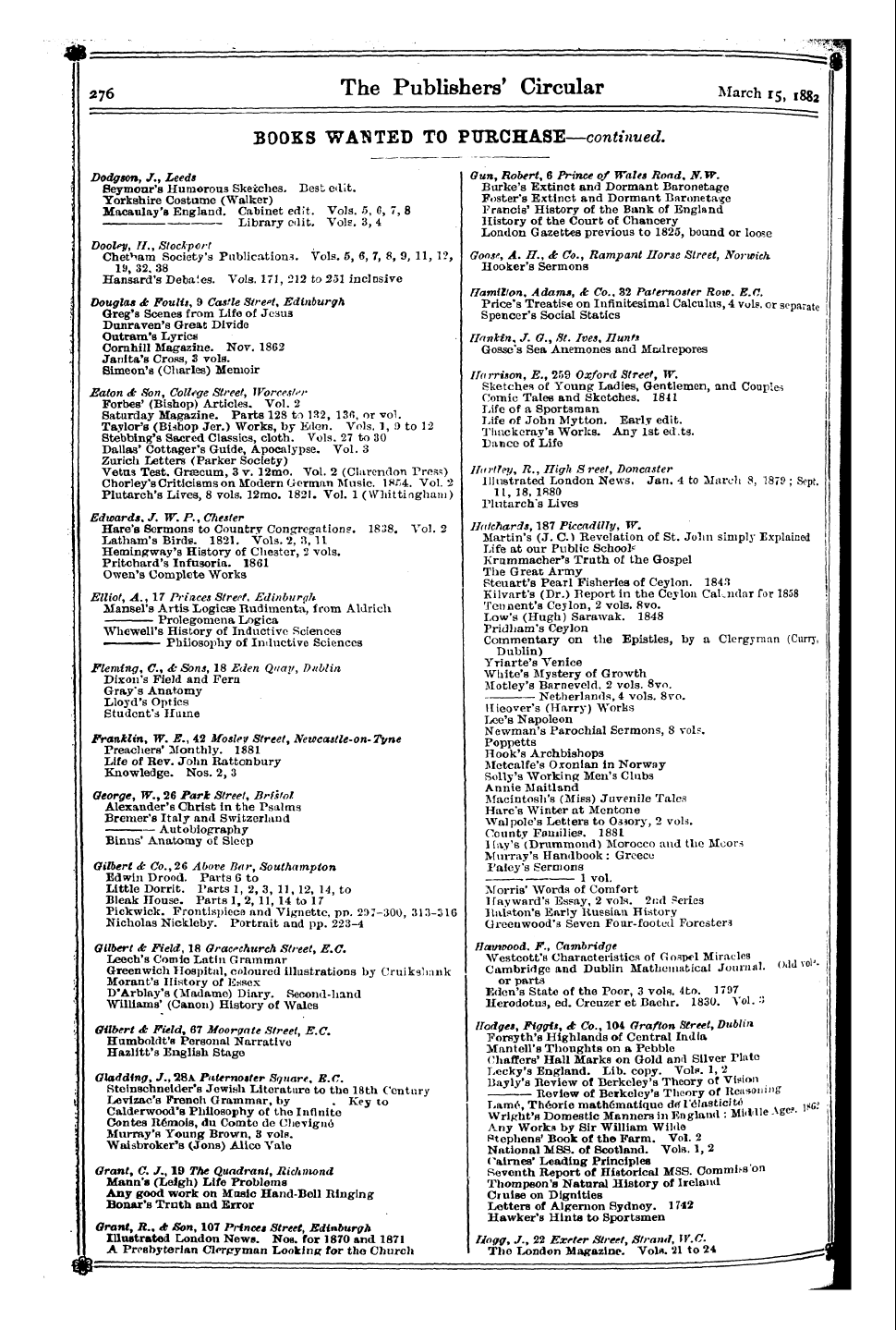 Publishers’ Circular (1880-1890): jS F Y, 1st edition - Abel Bowman <C Soil ' S S , Tables 0 Par...