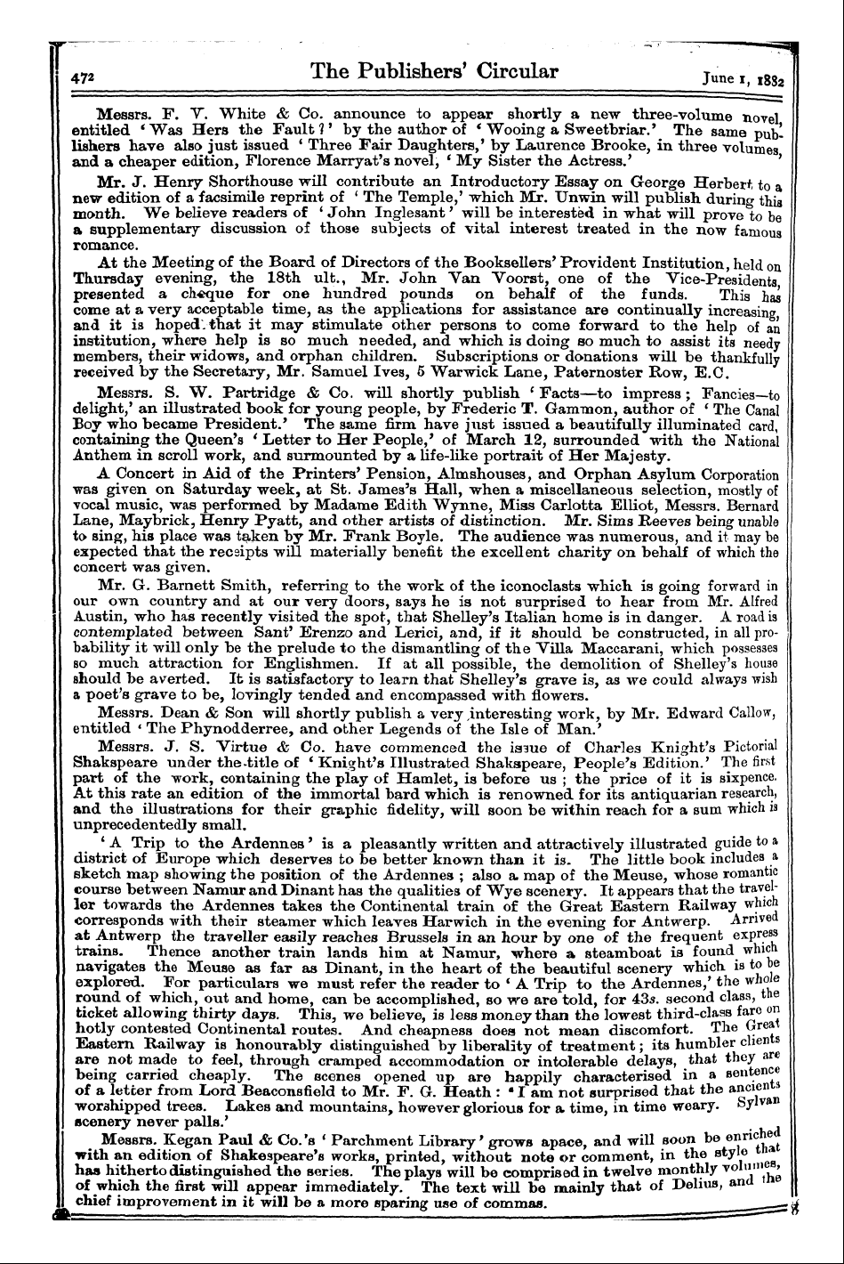 Publishers’ Circular (1880-1890): jS F Y, 1st edition: 4