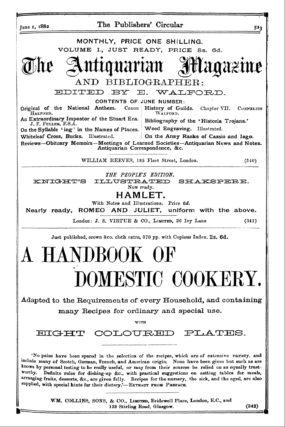 Publishers’ Circular (1880-1890): jS F Y, 1st edition - Ad04501