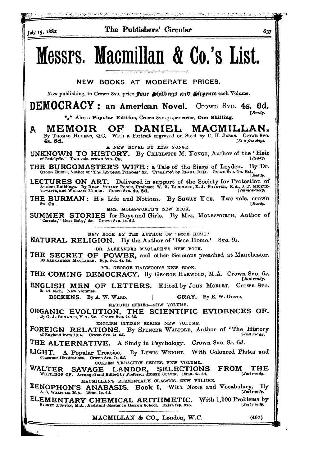 Publishers’ Circular (1880-1890): jS F Y, 1st edition - Ad02501