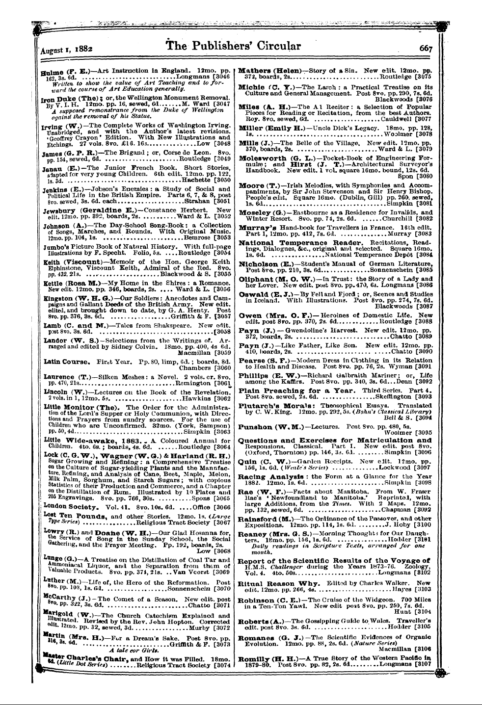 Publishers’ Circular (1880-1890): jS F Y, 1st edition: 15