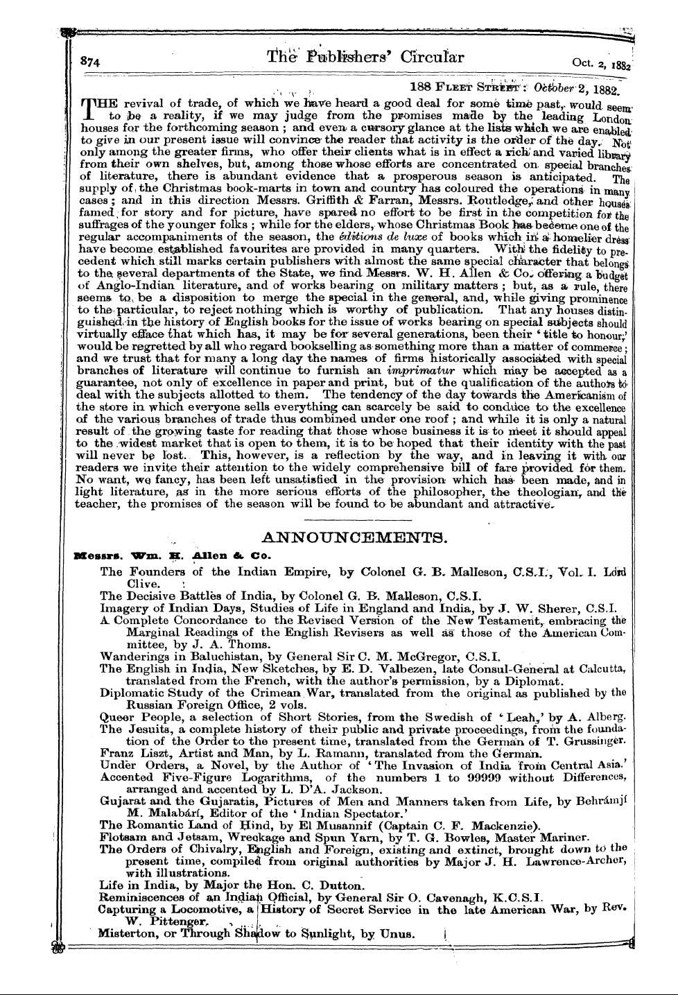 Publishers’ Circular (1880-1890): jS F Y, 1st edition: 2