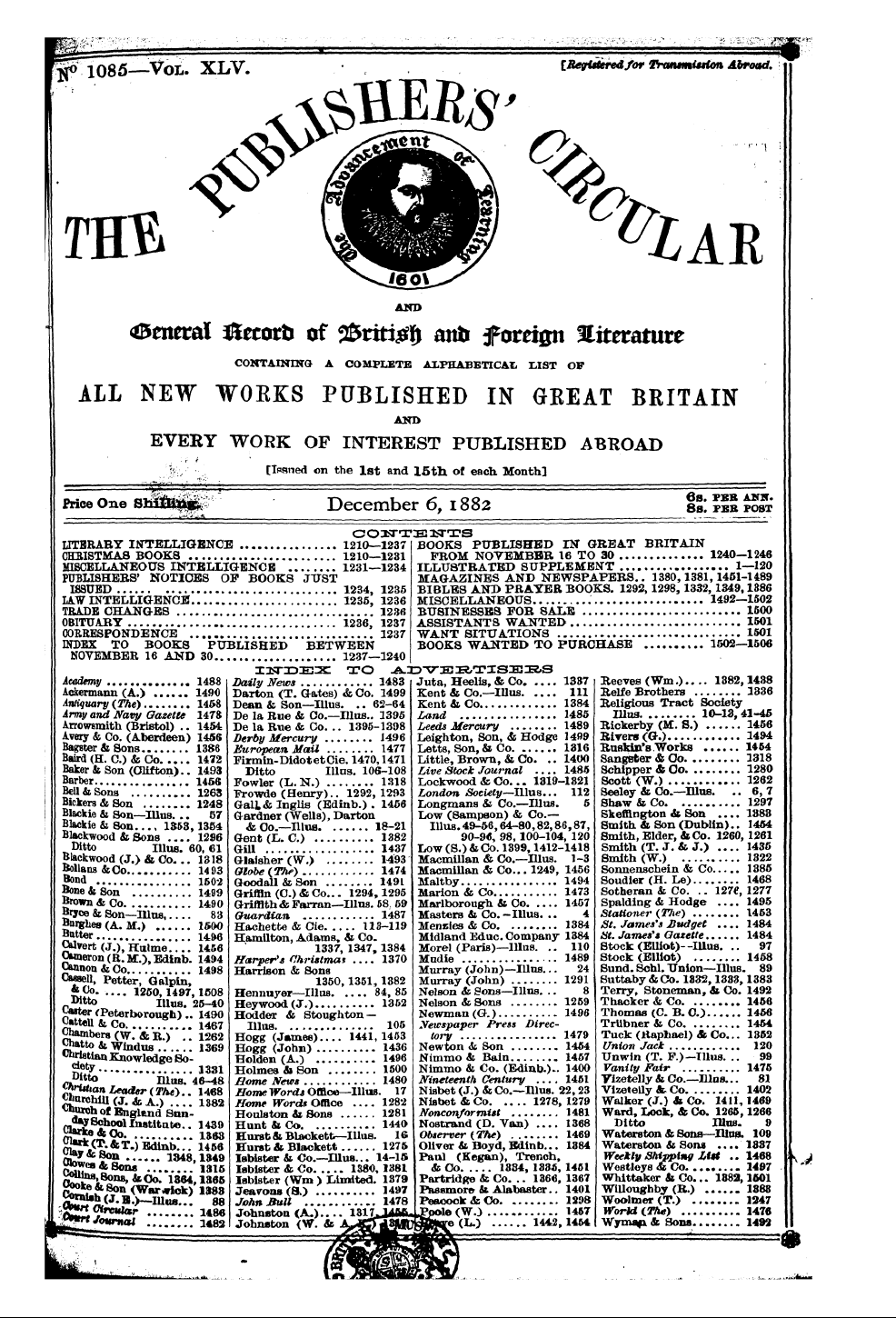 Publishers’ Circular (1880-1890): jS F Y, 1st edition: 1