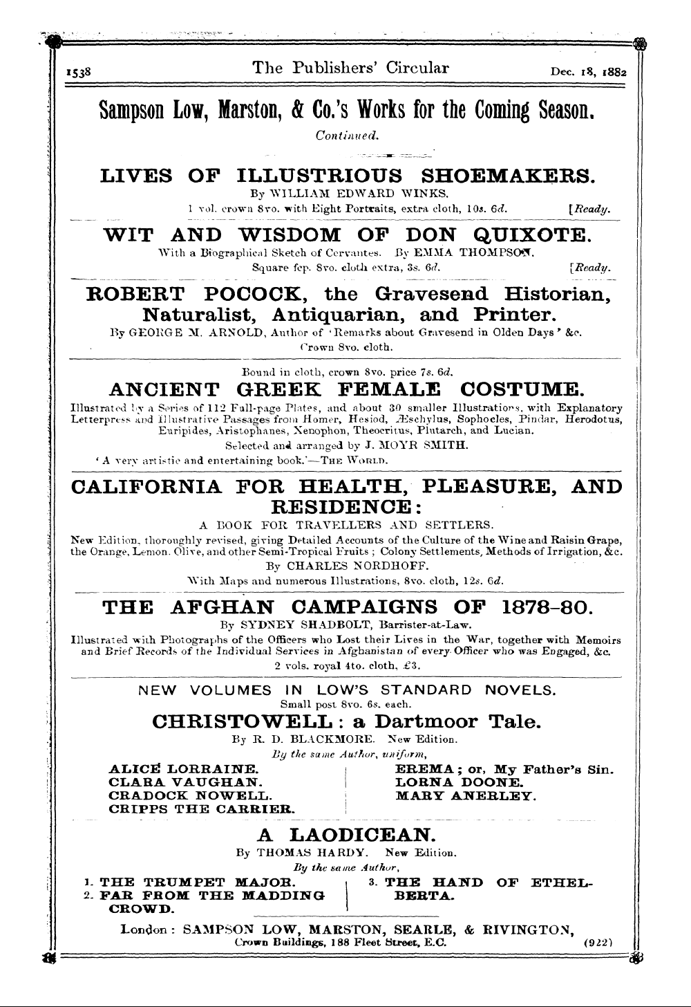 Publishers’ Circular (1880-1890): jS F Y, 1st edition: 30