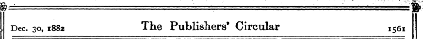 , Dec. 30,1882 The Publishers' Circular ...