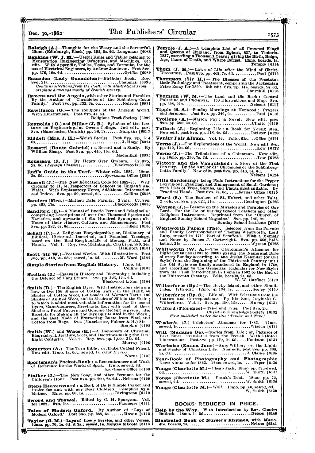 Publishers’ Circular (1880-1890): jS F Y, 1st edition: 17