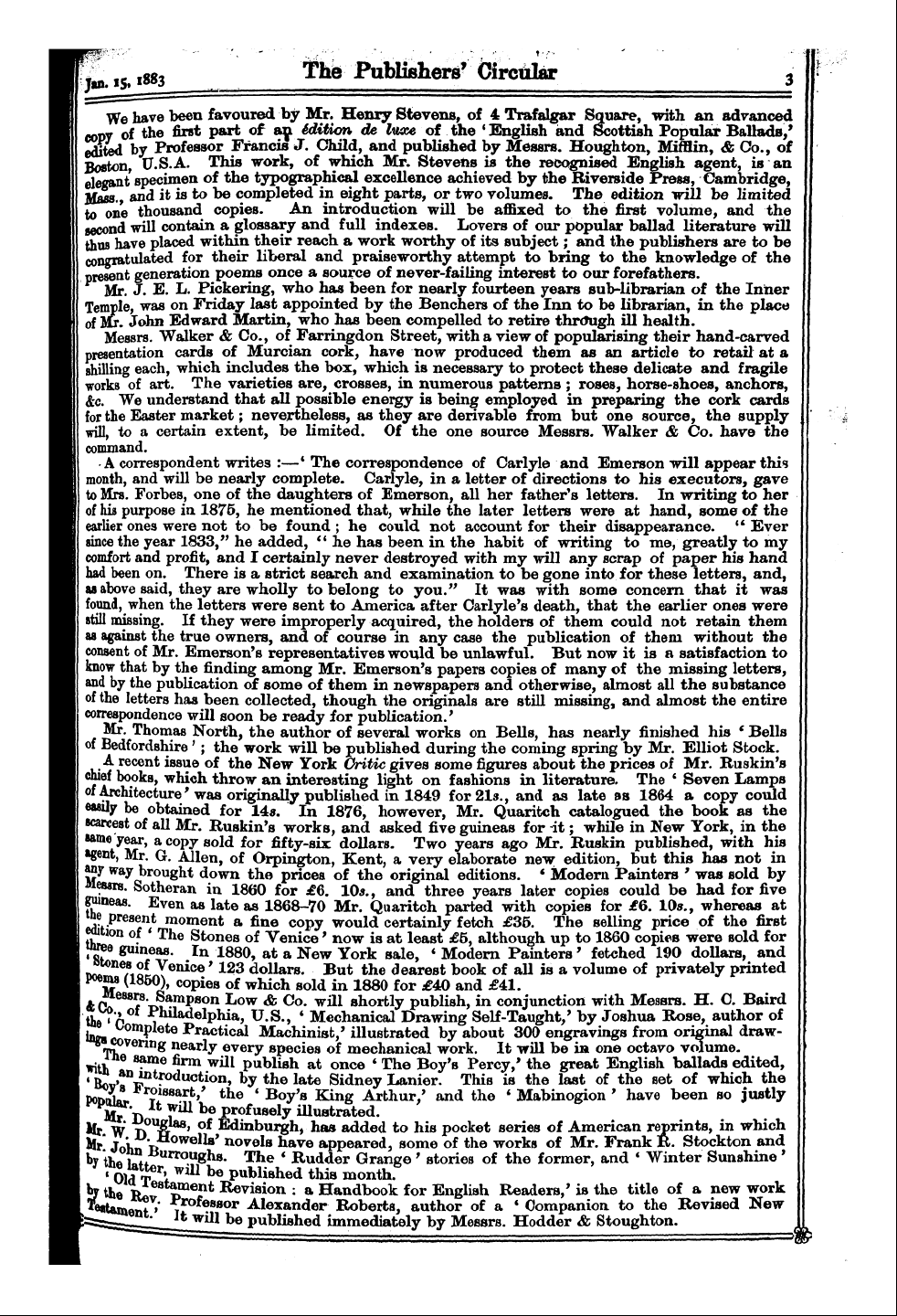 Publishers’ Circular (1880-1890): jS F Y, 1st edition: 3