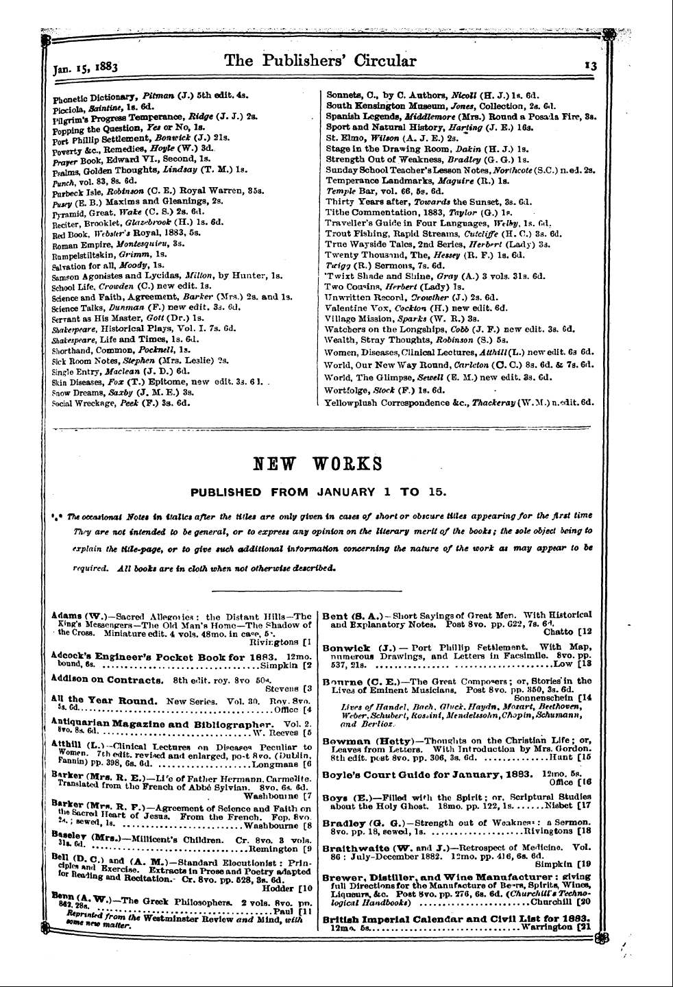 Publishers’ Circular (1880-1890): jS F Y, 1st edition - Absent, Links With The, Le. 6d.