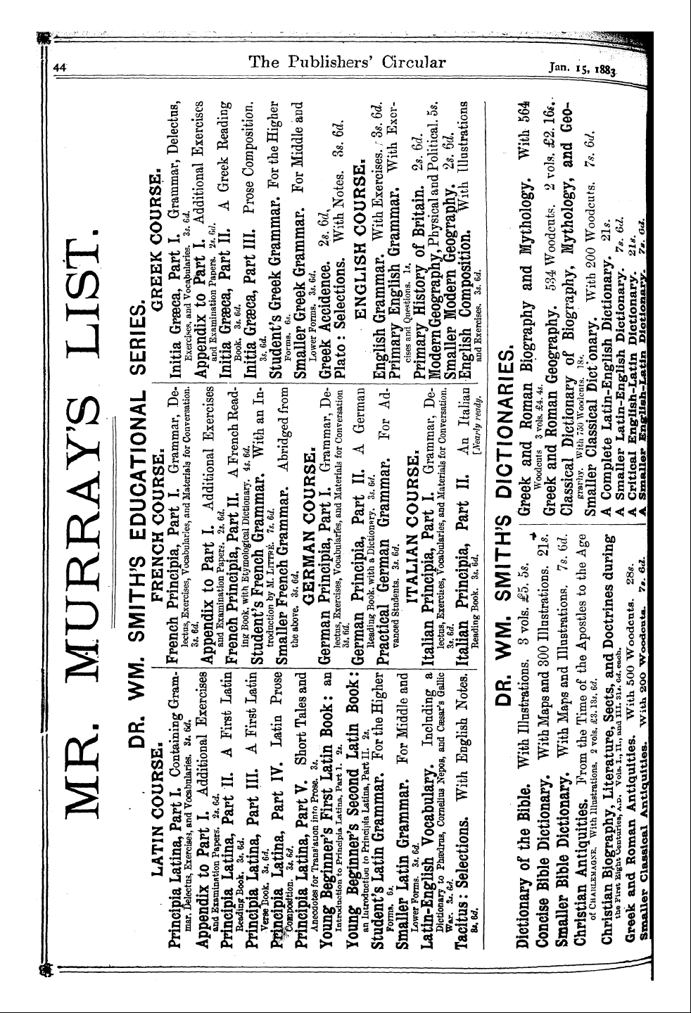 Publishers’ Circular (1880-1890): jS F Y, 1st edition - Ad04401