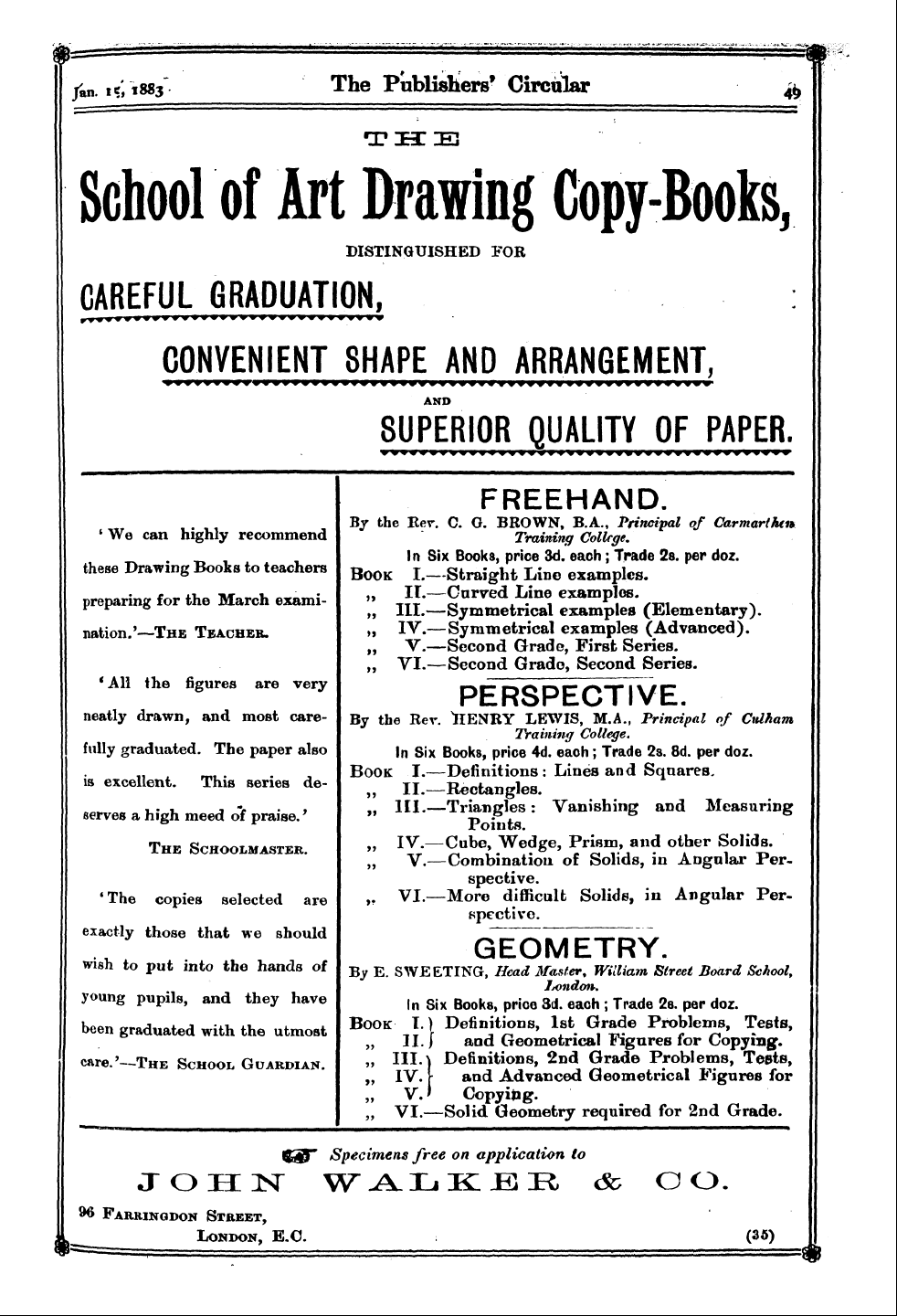 Publishers’ Circular (1880-1890): jS F Y, 1st edition - Ad04901