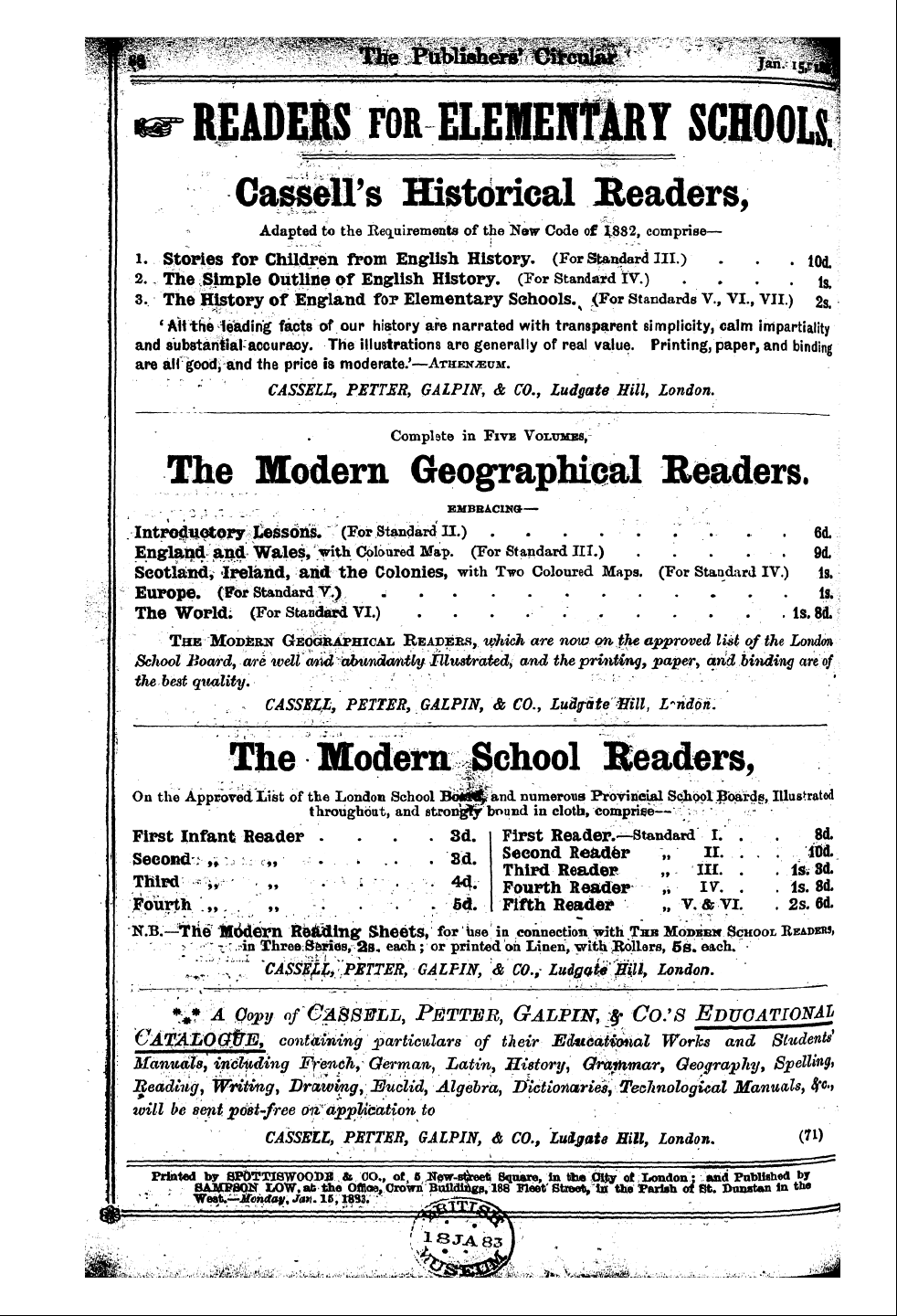 Publishers’ Circular (1880-1890): jS F Y, 1st edition - Printed Bajfcfflon Bampflon Toy 0p6tti L...