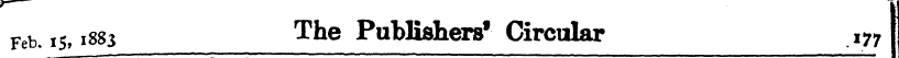 Feb. I5 ,1883 The Publishers 1 Circular ...