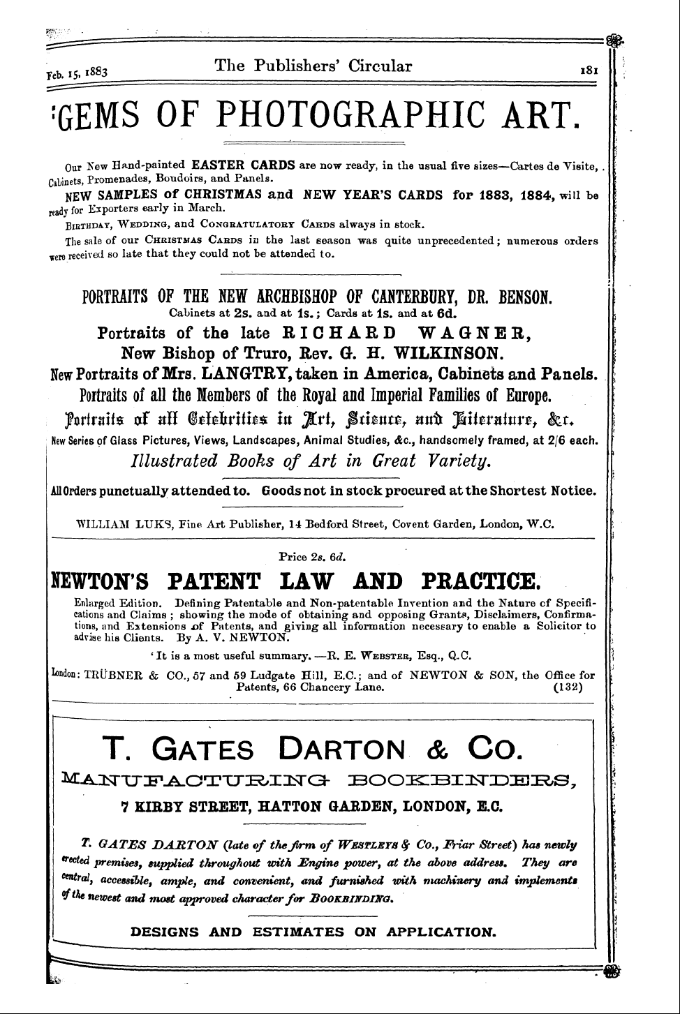 Publishers’ Circular (1880-1890): jS F Y, 1st edition - Ad04501