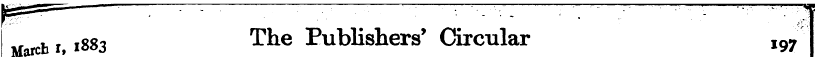 March i, 1883 The Publishers' Circular I...