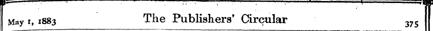 »— . r—r- May i, 188 3 The Publishers * ...