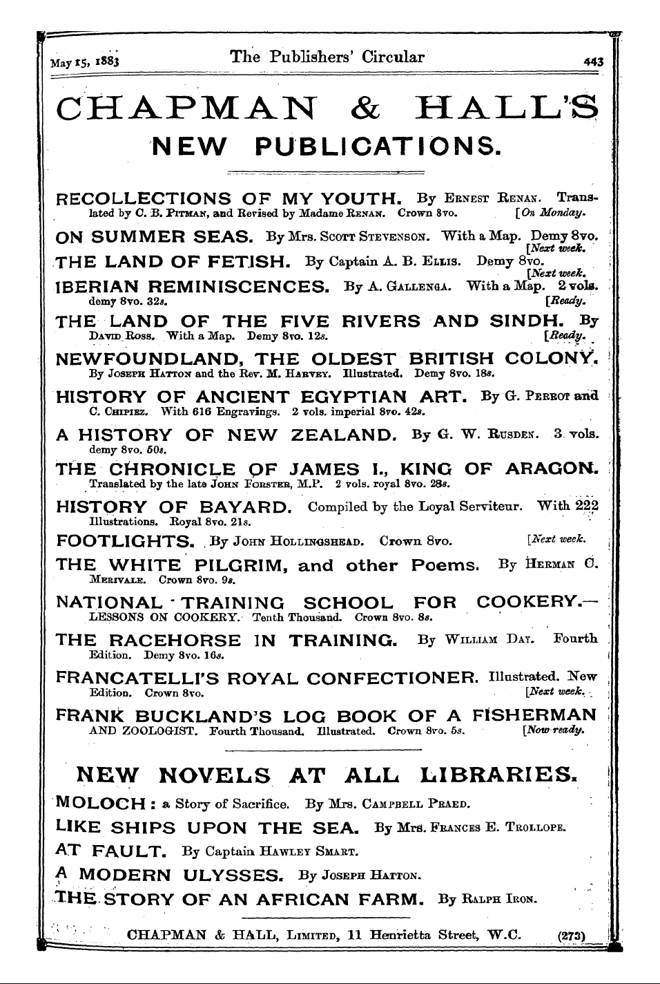 Publishers’ Circular (1880-1890): jS F Y, 1st edition - R