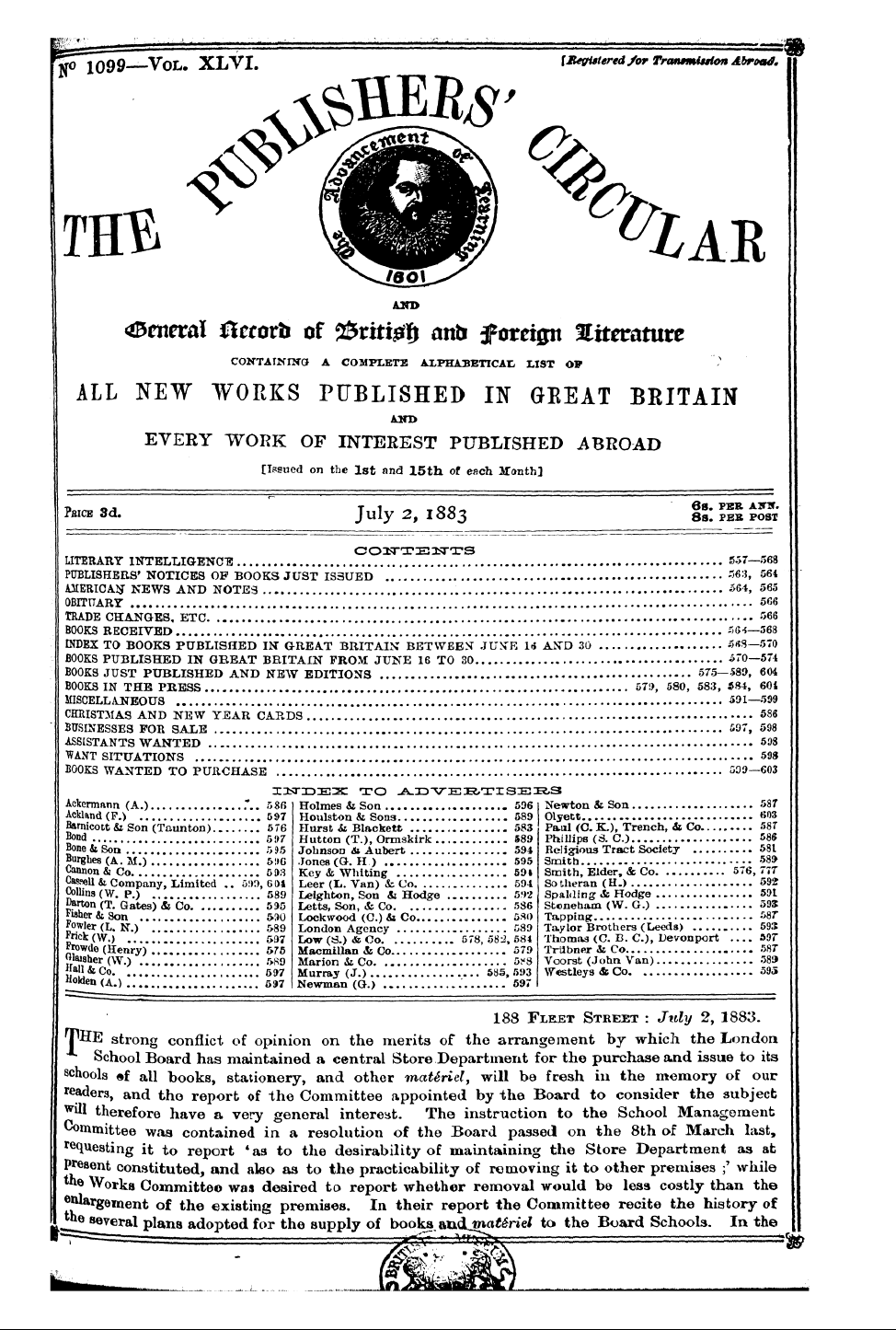 Publishers’ Circular (1880-1890): jS F Y, 1st edition - — ¦ ¦ ¦ ¦ . .. . „ . . —~ R—?Aicbsd. Jul...