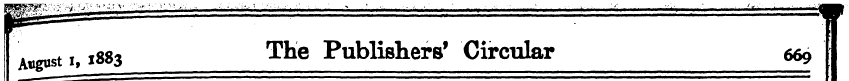 Atgttst i, 1883 The Publishers' Circular...