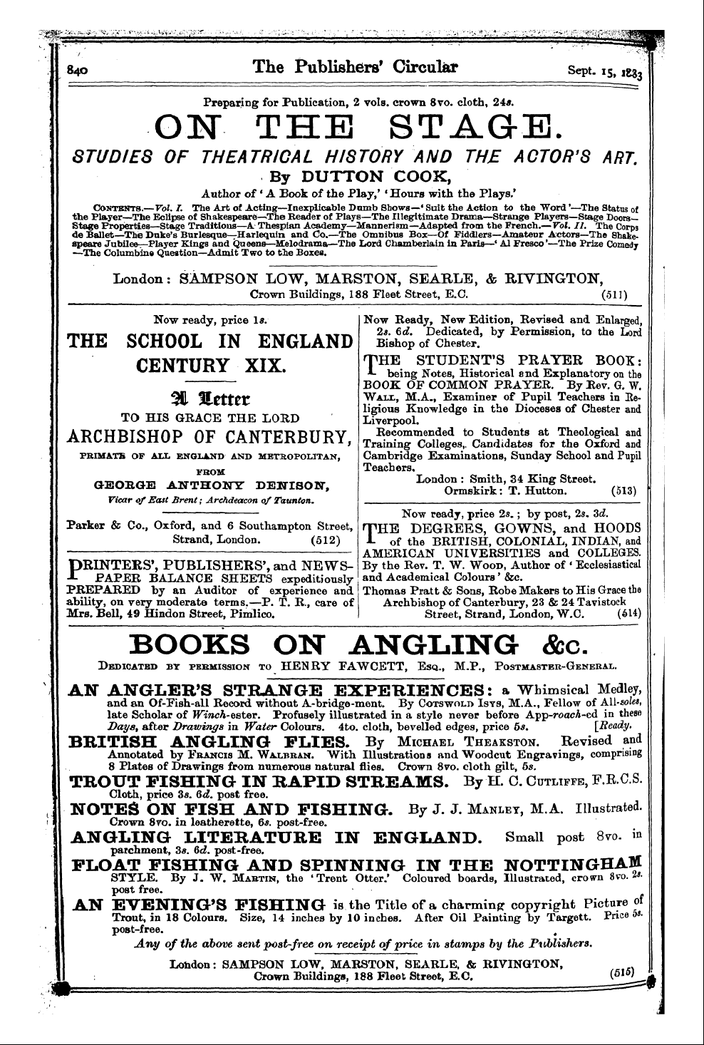 Publishers’ Circular (1880-1890): jS F Y, 1st edition - Ad02802