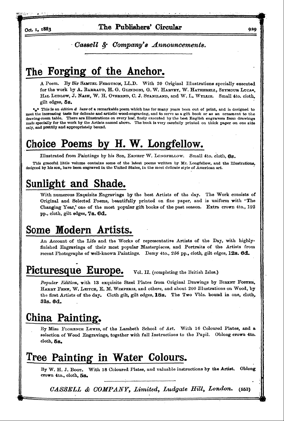 Publishers’ Circular (1880-1890): jS F Y, 1st edition - F ^ ' - ^ ^3 Oct. I, 1883 The Publishers...