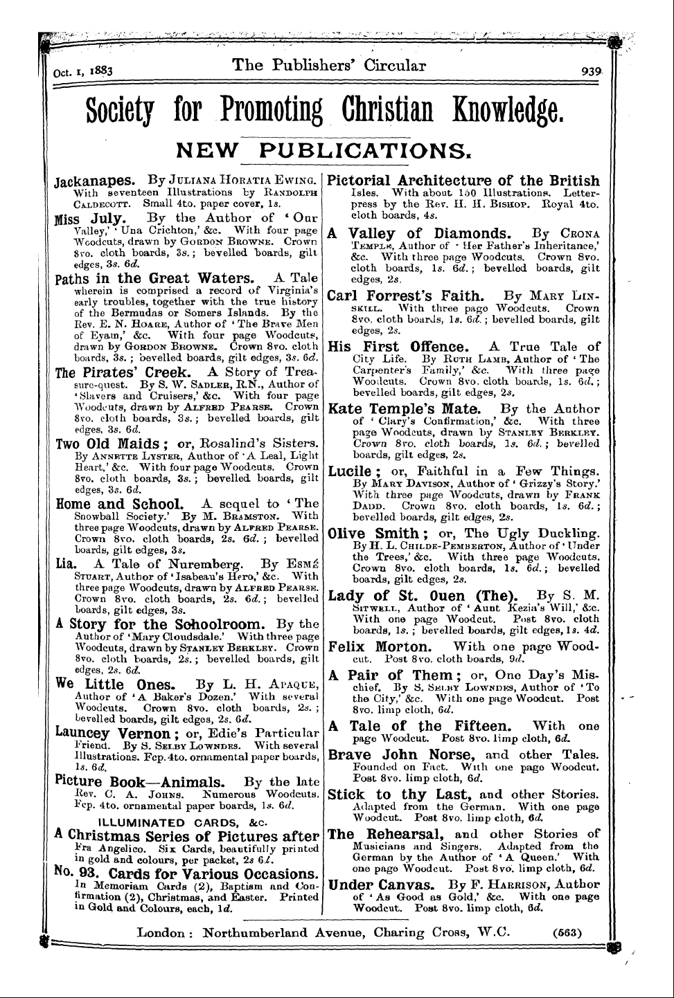 Publishers’ Circular (1880-1890): jS F Y, 1st edition: 97