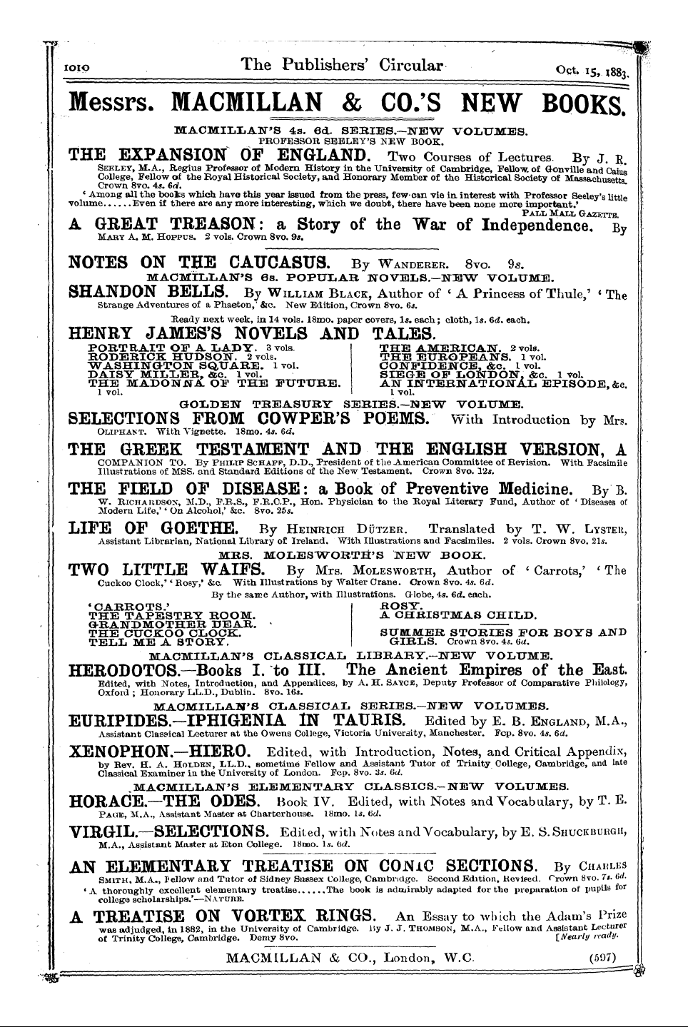 Publishers’ Circular (1880-1890): jS F Y, 1st edition: 26