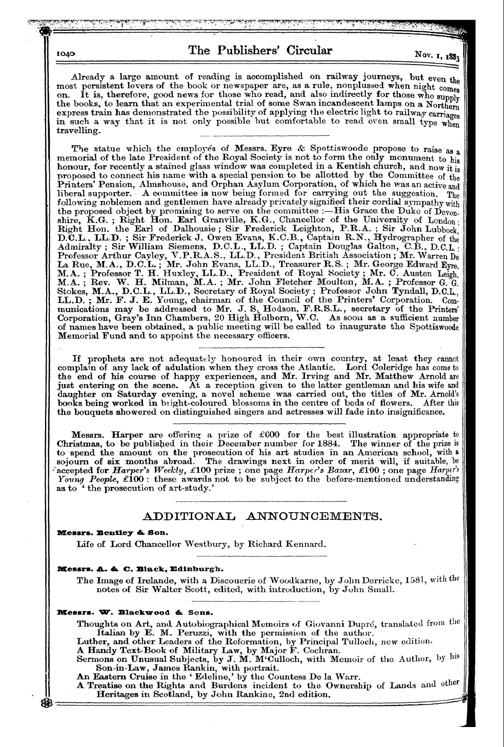 Publishers’ Circular (1880-1890): jS F Y, 1st edition - Hcessrs. A.. A, C. Blaclt, Edinbixrgrli ...