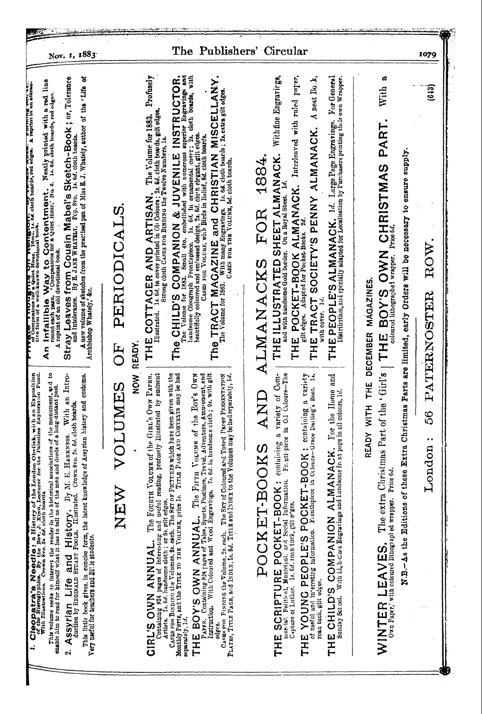 Publishers’ Circular (1880-1890): jS F Y, 1st edition - Nov. I, 1883 T^E Publishers' Circular Io...