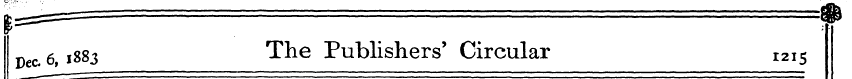 pec 6,1883 r ^^ ie Publishers' Circular ...