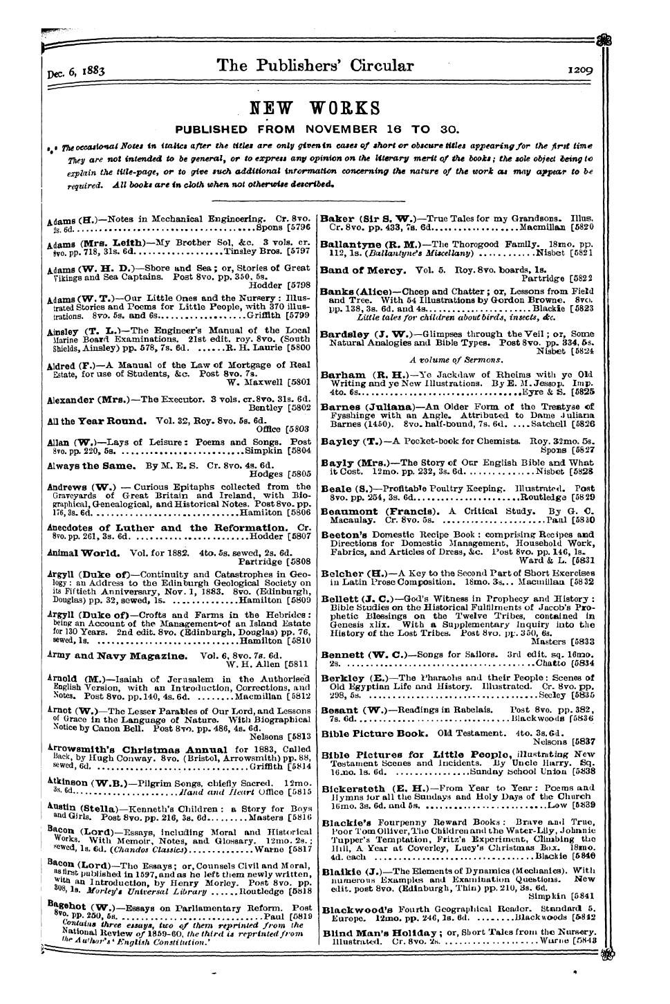 Publishers’ Circular (1880-1890): jS F Y, 1st edition - A 2 Dams * 6d. (H.)—Notes In Mechanical ...