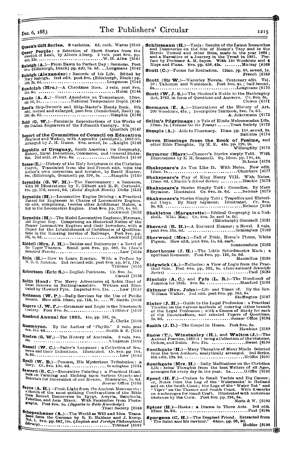 Publishers’ Circular (1880-1890): jS F Y, 1st edition - A 2 Dams * 6d. (H.)—Notes In Mechanical ...