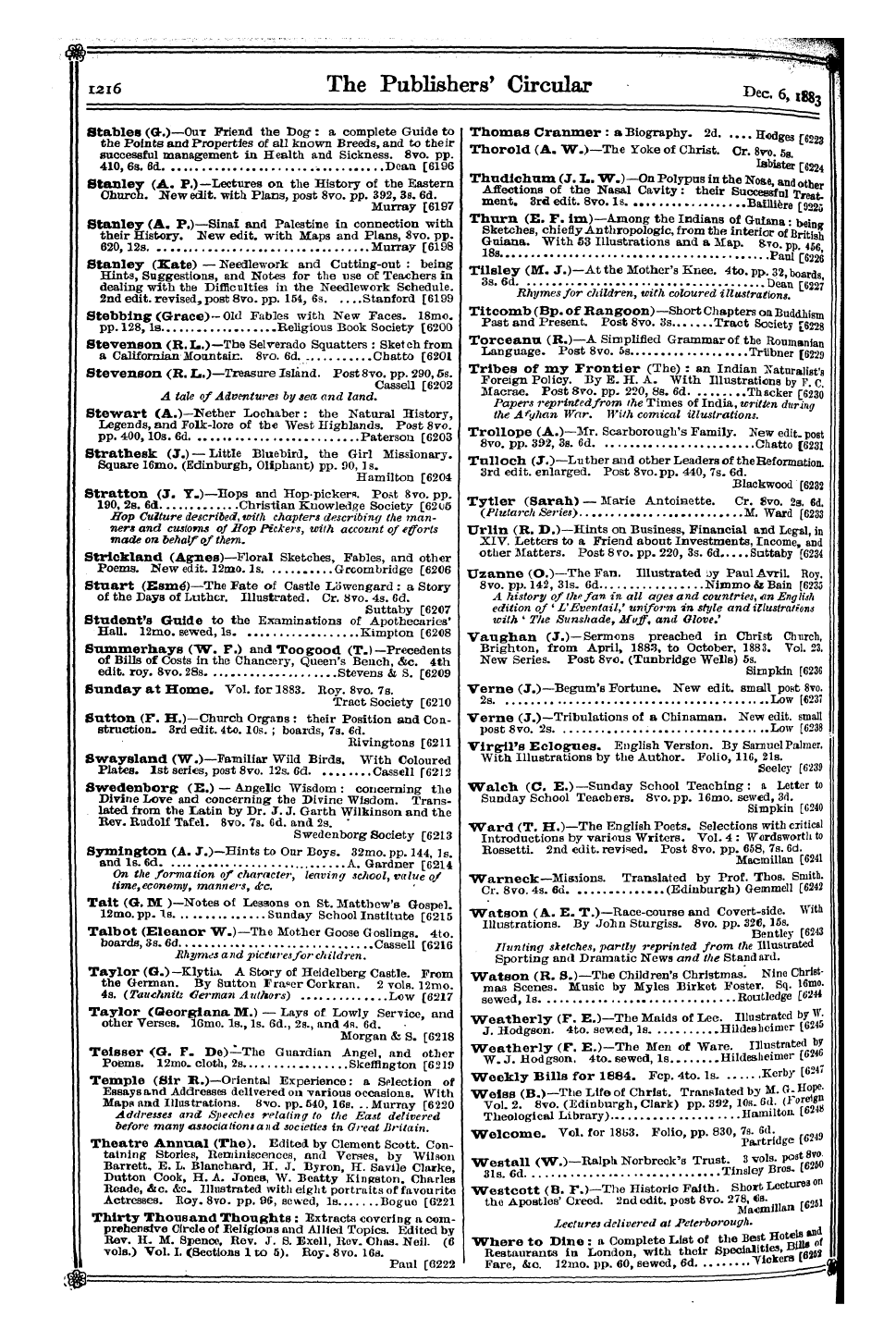 Publishers’ Circular (1880-1890): jS F Y, 1st edition - A 2 Dams * 6d. (H.)—Notes In Mechanical ...