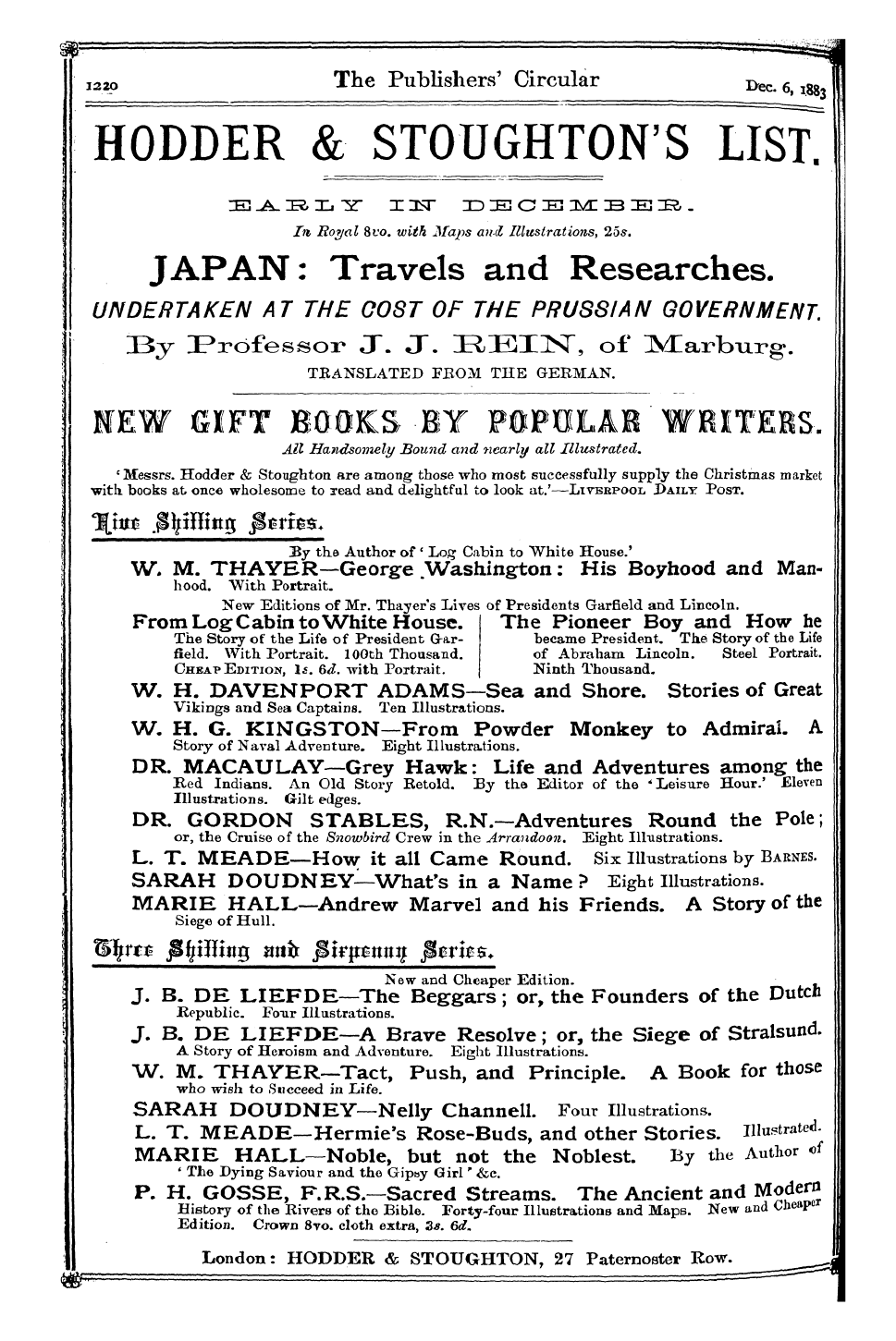 Publishers’ Circular (1880-1890): jS F Y, 1st edition - Ad06001