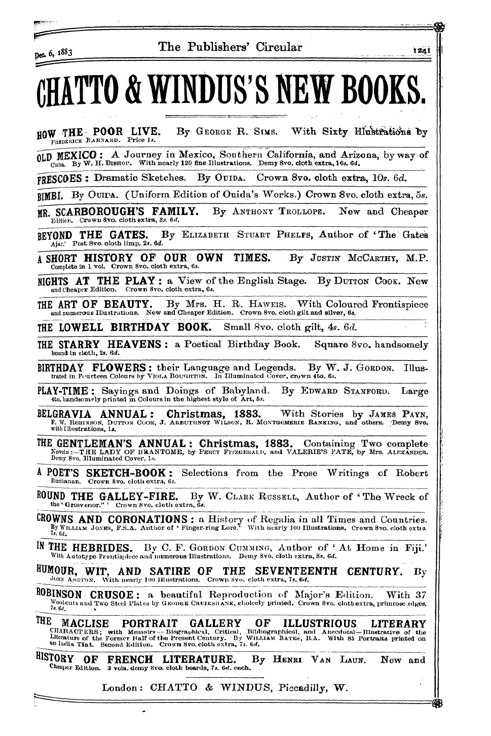 Publishers’ Circular (1880-1890): jS F Y, 1st edition - Ad09901