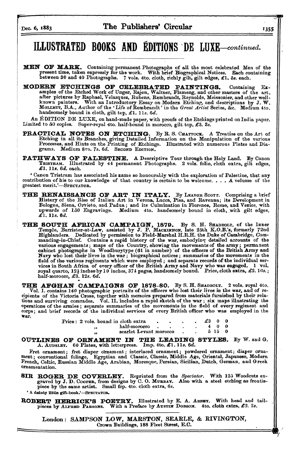 Publishers’ Circular (1880-1890): jS F Y, 1st edition: 301