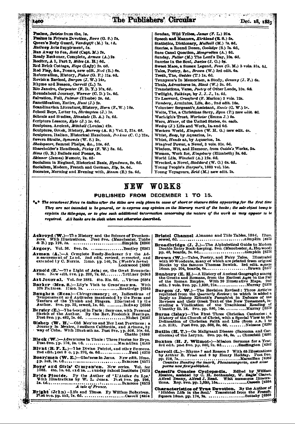 Publishers’ Circular (1880-1890): jS F Y, 1st edition - * * * The Occasional Jfottt In Italic* A...