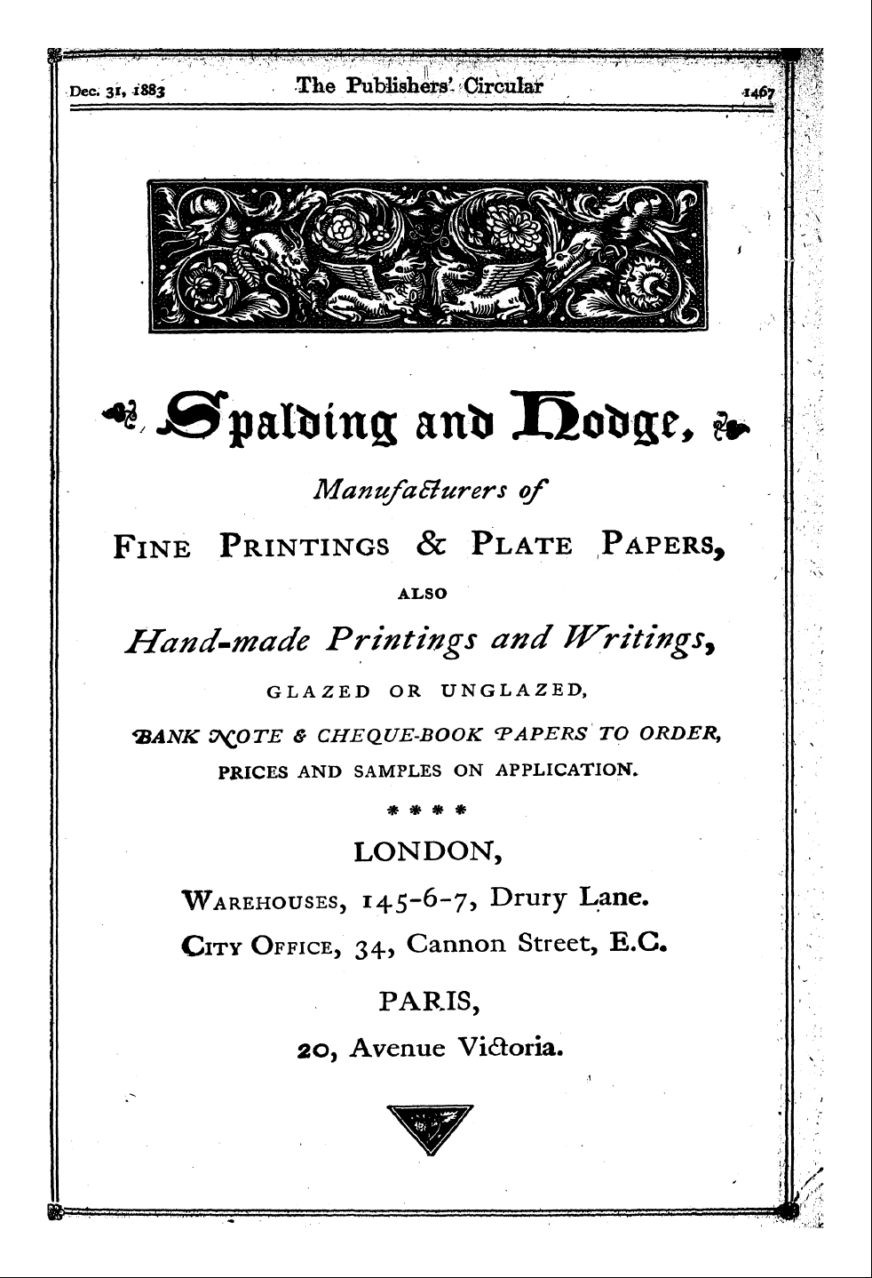 Publishers’ Circular (1880-1890): jS F Y, 1st edition - Dec.3i,I883 The Publisher^ 0i^Iair ^ ¦ ¦...