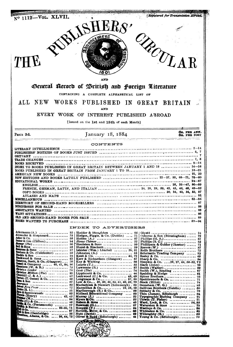 Publishers’ Circular (1880-1890): jS F Y, 1st edition - Ooitteitts