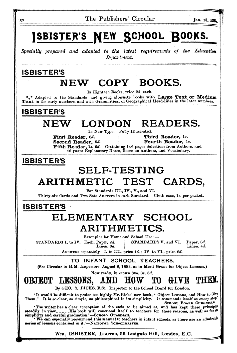 Publishers’ Circular (1880-1890): jS F Y, 1st edition: 30