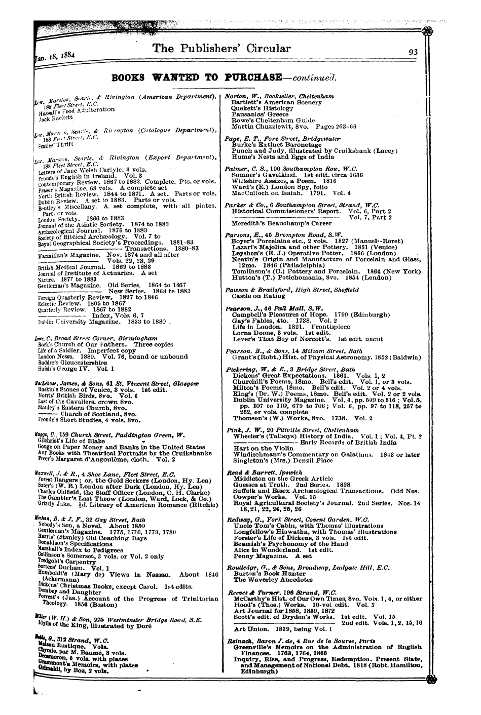 Publishers Circular 10 10 18th January 14 Edition 1 Of 1 Page 93 Nineteenth Century Serials Edition