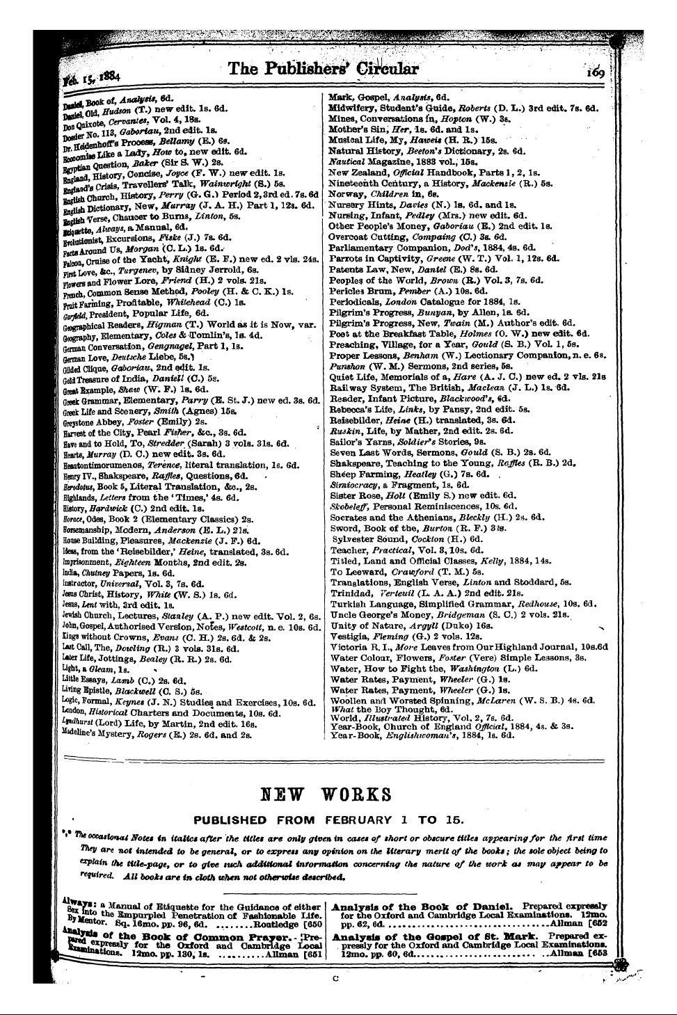 Publishers’ Circular (1880-1890): jS F Y, 1st edition: 17