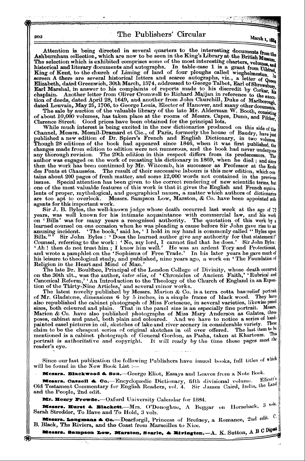 Publishers’ Circular (1880-1890): jS F Y, 1st edition - Ar00600