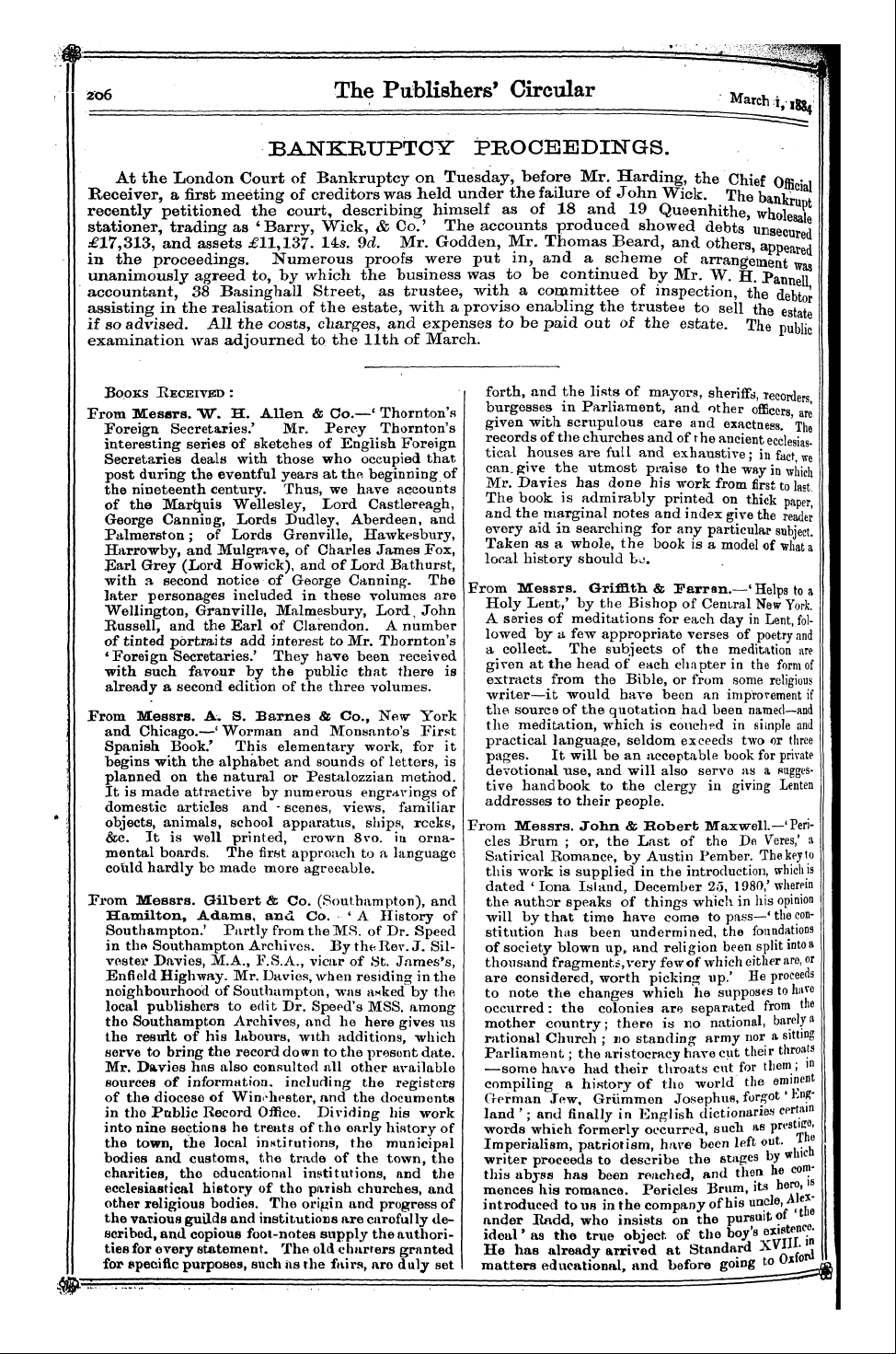 Publishers’ Circular (1880-1890): jS F Y, 1st edition: 10
